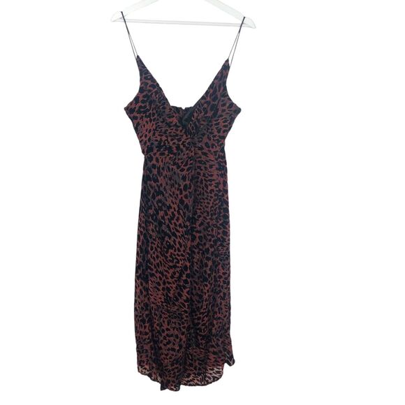 MISHA RED LEOPARD HARPA DRESS Burnout Velvet Front Slit Lined US 10 $419.95 - Picture 13 of 13